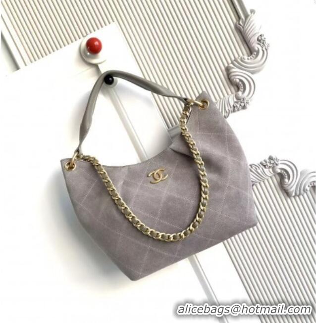 Cheap Design Chanel Suede Small Hobo Bag AS5970 Grey 2026