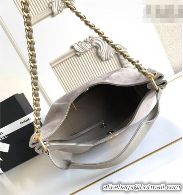 Cheap Design Chanel Suede Small Hobo Bag AS5970 Grey 2026