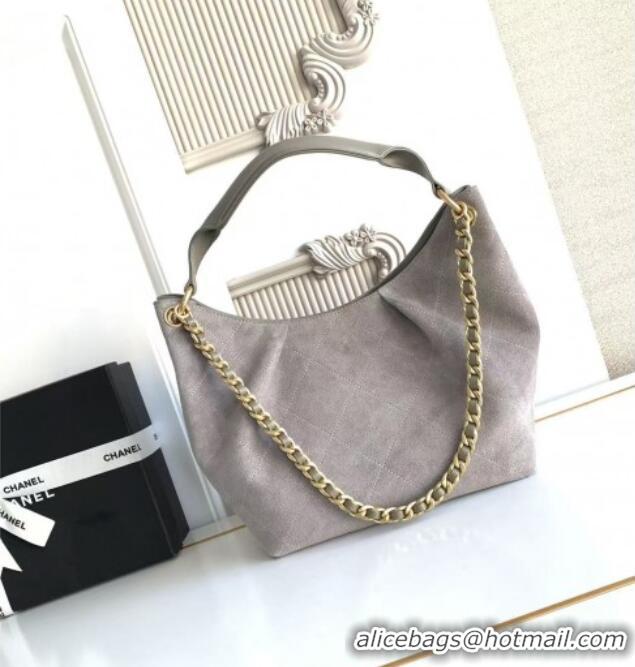 Cheap Design Chanel Suede Small Hobo Bag AS5970 Grey 2026