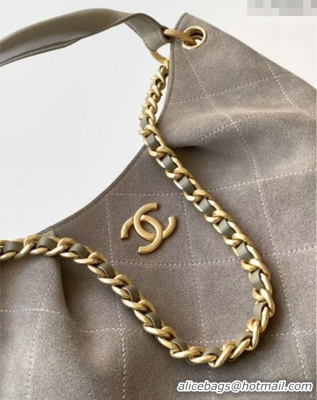 Cheap Design Chanel Suede Small Hobo Bag AS5970 Grey 2026