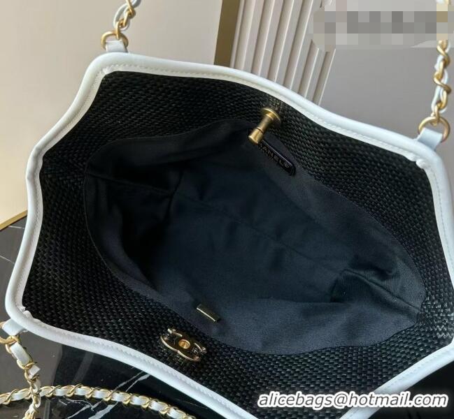 Luxury Discount Chanel Braided Straw Small Shopping Tote Bag AS6015 Black 2026