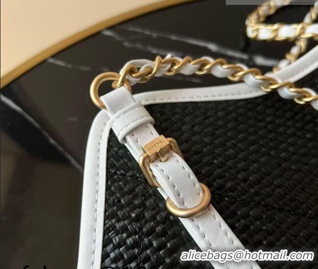 Luxury Discount Chanel Braided Straw Small Shopping Tote Bag AS6015 Black 2026