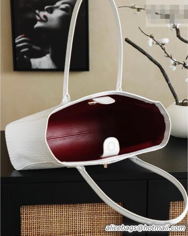 Free Shipping Chanel Medium Shopping Tote Bag in Crocodile Embossed Calfskin Leather AS2157 White 2026