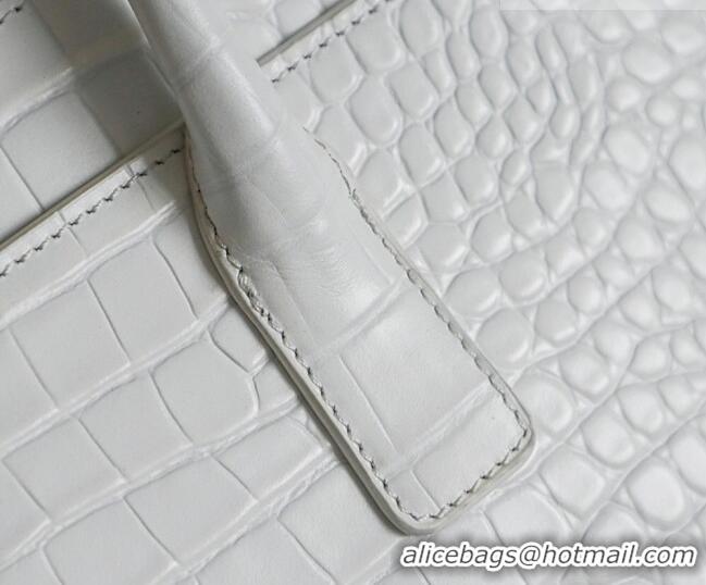 Free Shipping Chanel Medium Shopping Tote Bag in Crocodile Embossed Calfskin Leather AS2157 White 2026