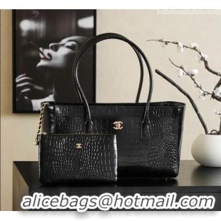 Top Quality Chanel Medium Shopping Tote Bag in Crocodile Embossed Calfskin Leather AS2157 Black 2026