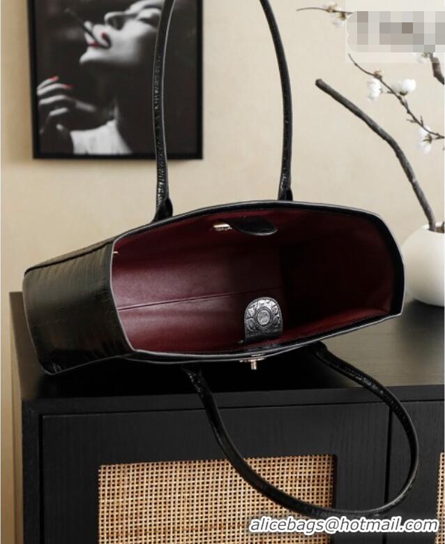 Top Quality Chanel Medium Shopping Tote Bag in Crocodile Embossed Calfskin Leather AS2157 Black 2026