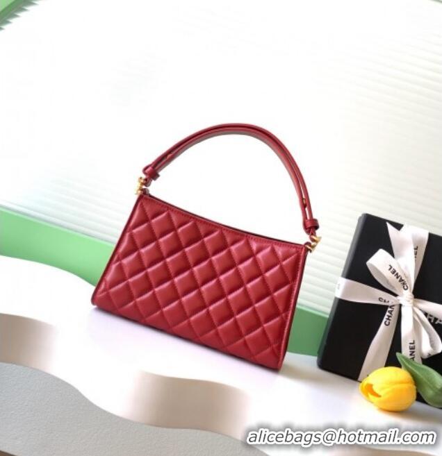 Cheap Design Chanel Lambskin Leather Hobo Bag AS6045 Red 2026