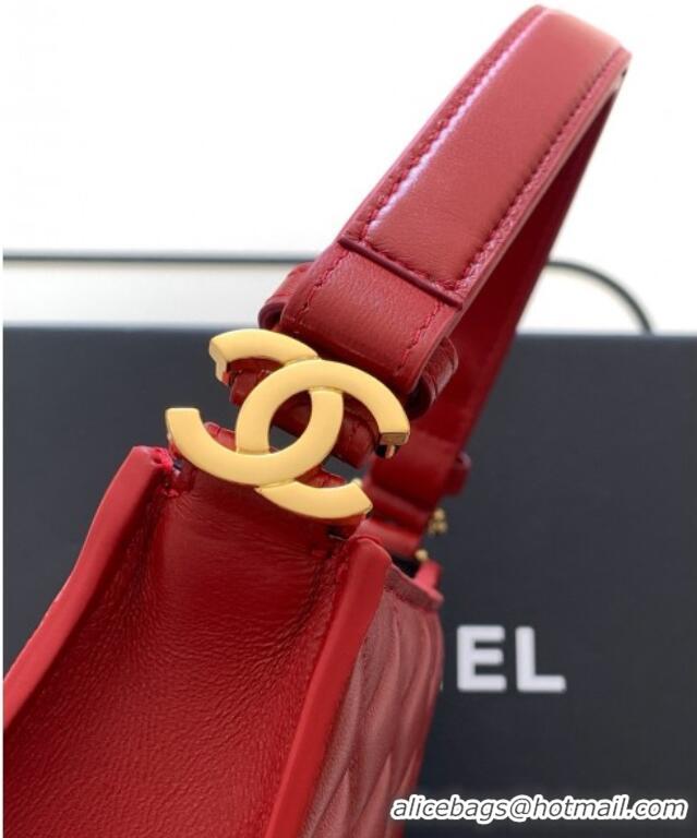 Cheap Design Chanel Lambskin Leather Hobo Bag AS6045 Red 2026