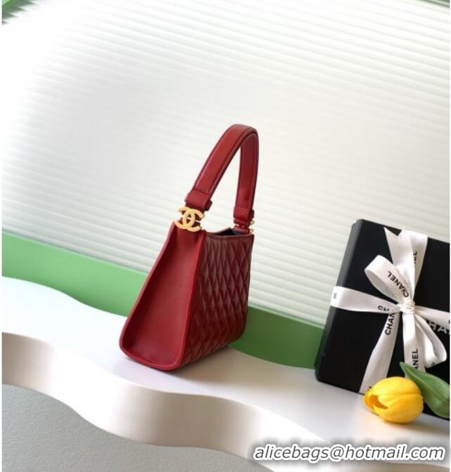 Cheap Design Chanel Lambskin Leather Hobo Bag AS6045 Red 2026