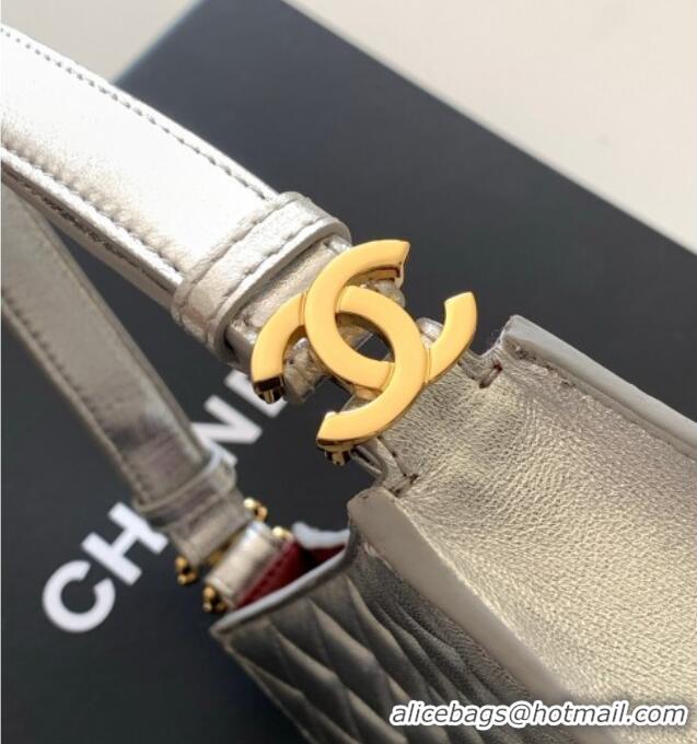 Top Quality Chanel Lambskin Leather Hobo Bag AS6045 Silver 2026