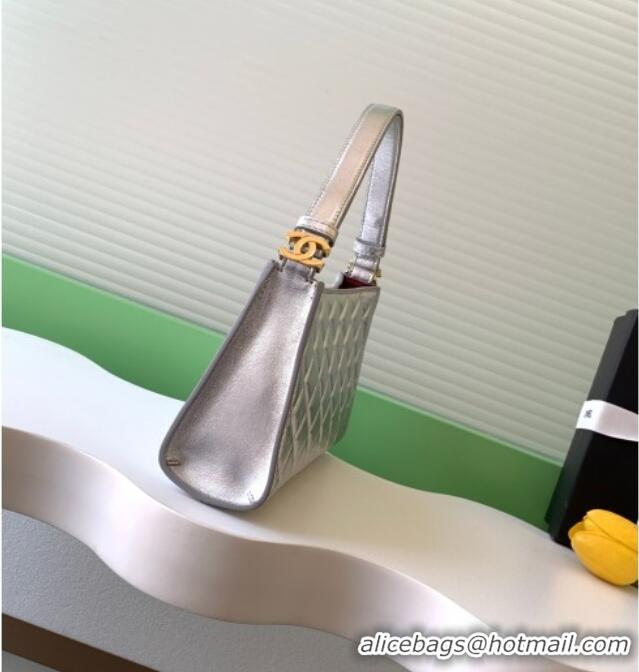 Top Quality Chanel Lambskin Leather Hobo Bag AS6045 Silver 2026