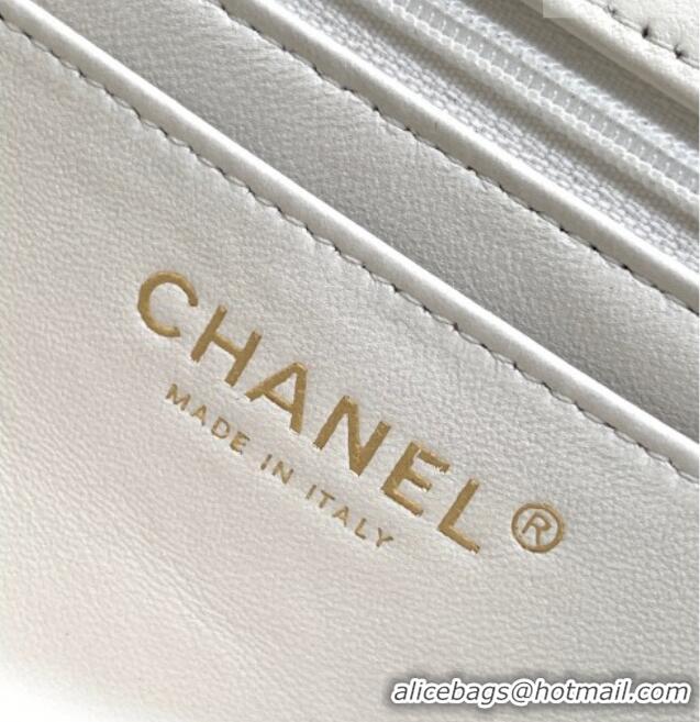 Low Price Chanel Lambskin Leather Mini Classic Flap Handbag With Top Handle and Bow Charm AS2431 White 2026