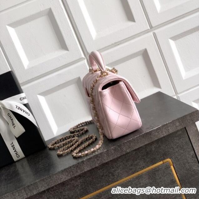 Hot Sell Cheap Chanel Lambskin Leather Mini Classic Flap Handbag With Top Handle and Bow Charm AS2431 Light Pink 2026
