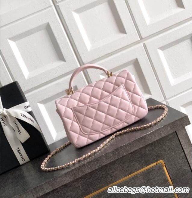 Hot Sell Cheap Chanel Lambskin Leather Mini Classic Flap Handbag With Top Handle and Bow Charm AS2431 Light Pink 2026