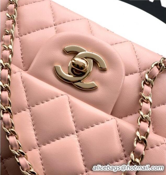 Low Cost Chanel Lambskin Leather Mini Classic Flap Handbag With Top Handle and Bow Charm AS2431 Nude Pink 2026