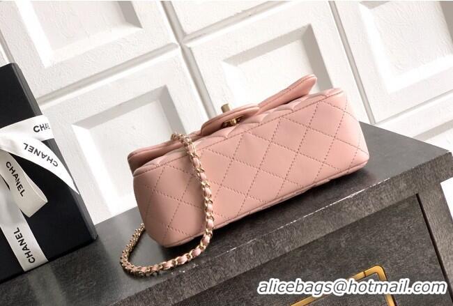 Low Cost Chanel Lambskin Leather Mini Classic Flap Handbag With Top Handle and Bow Charm AS2431 Nude Pink 2026