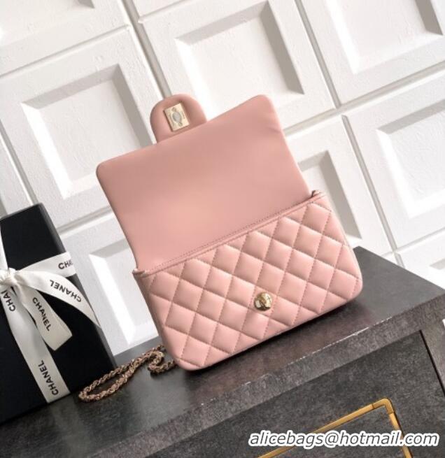 Low Cost Chanel Lambskin Leather Mini Classic Flap Handbag With Top Handle and Bow Charm AS2431 Nude Pink 2026