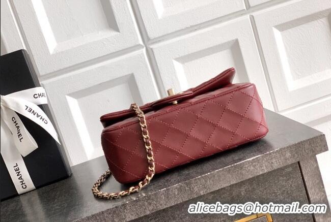 Classic Grade Chanel Lambskin Leather Mini Classic Flap Handbag With Top Handle and Bow Charm AS2431 Red 2026