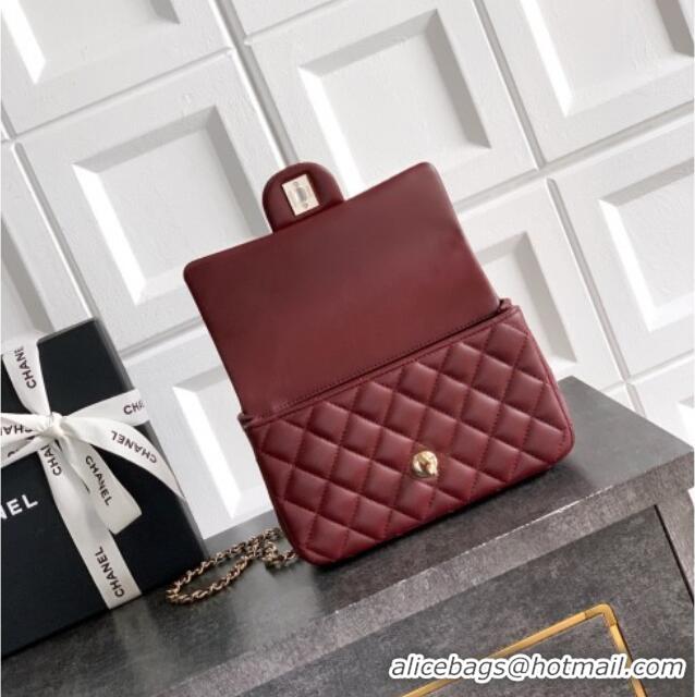 Classic Grade Chanel Lambskin Leather Mini Classic Flap Handbag With Top Handle and Bow Charm AS2431 Red 2026