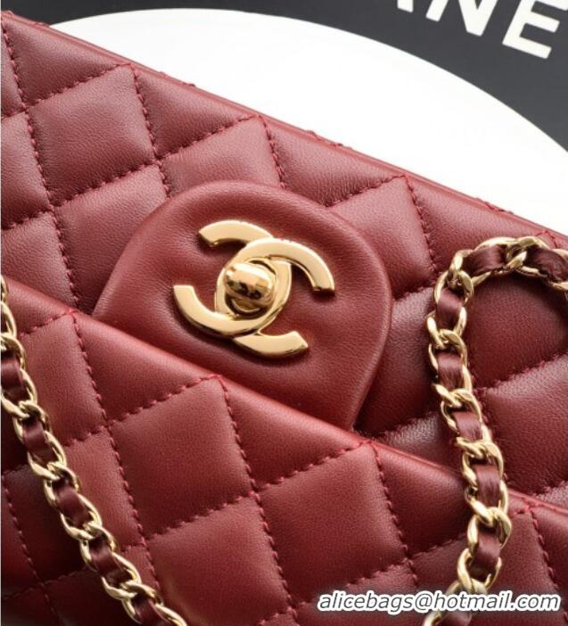 Classic Grade Chanel Lambskin Leather Mini Classic Flap Handbag With Top Handle and Bow Charm AS2431 Red 2026
