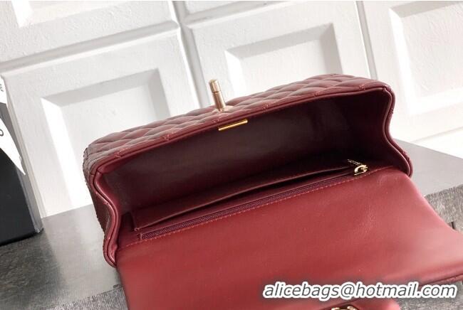 Classic Grade Chanel Lambskin Leather Mini Classic Flap Handbag With Top Handle and Bow Charm AS2431 Red 2026