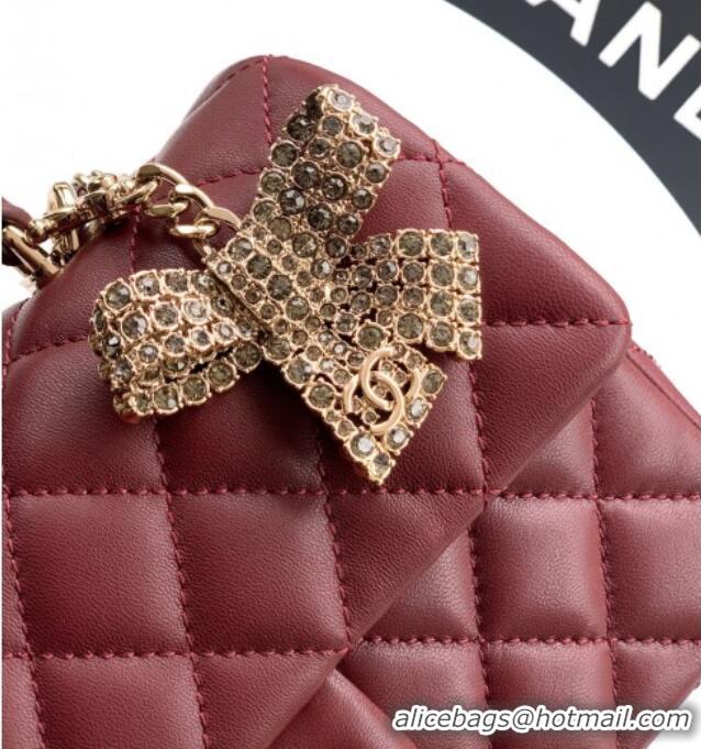 Classic Grade Chanel Lambskin Leather Mini Classic Flap Handbag With Top Handle and Bow Charm AS2431 Red 2026