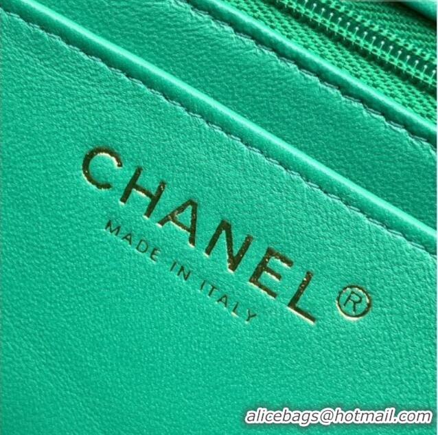 Pretty Style Chanel Lambskin Leather Mini Classic Flap Handbag With Top Handle and Bow Charm AS2431 Green 2026