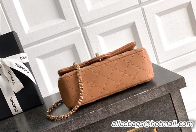 Grade Quality Chanel Lambskin Leather Mini Classic Flap Handbag With Top Handle and Bow Charm AS2431 Khaki 2026