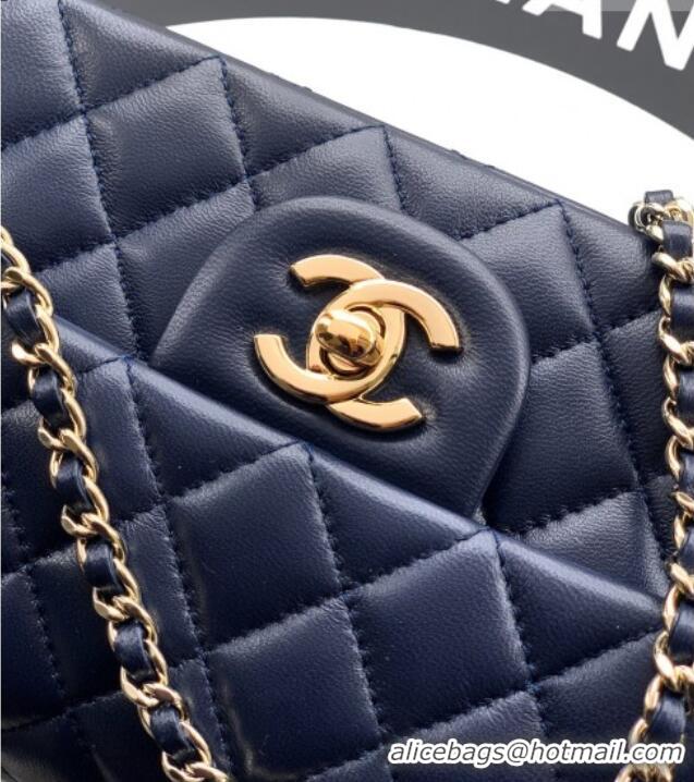 Super Quality Chanel Lambskin Leather Mini Classic Flap Handbag With Top Handle and Bow Charm AS2431 Dark Blue 2026