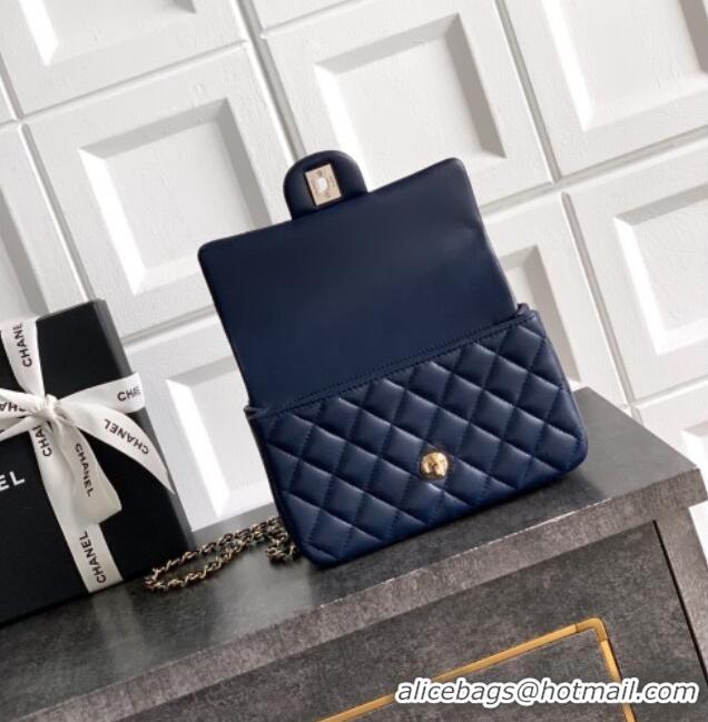 Super Quality Chanel Lambskin Leather Mini Classic Flap Handbag With Top Handle and Bow Charm AS2431 Dark Blue 2026