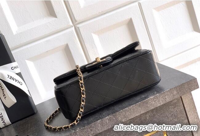 Best Grade Chanel Lambskin Leather Mini Classic Flap Handbag With Top Handle and Bow Charm AS2431 Black/Gold 2026