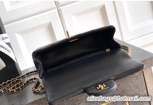 Best Grade Chanel Lambskin Leather Mini Classic Flap Handbag With Top Handle and Bow Charm AS2431 Black/Gold 2026