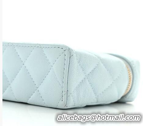 Buy Discount Chanel Caviar Quilted Top Handle Slim Vanity With Chain AS9688 Light Blue/Gold 2026