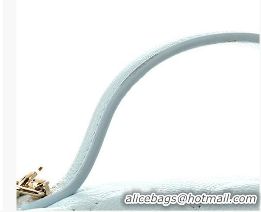 Buy Discount Chanel Caviar Quilted Top Handle Slim Vanity With Chain AS9688 Light Blue/Gold 2026