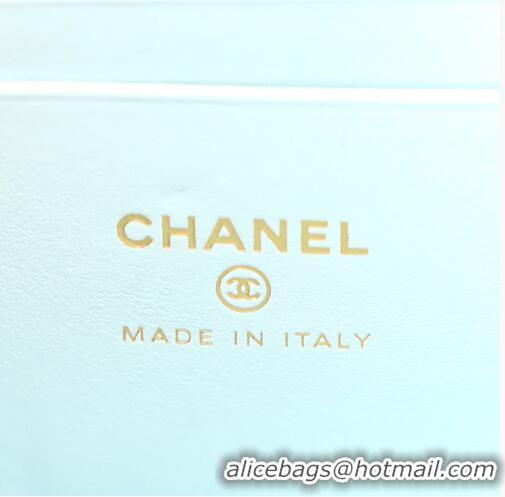 Buy Discount Chanel Caviar Quilted Top Handle Slim Vanity With Chain AS9688 Light Blue/Gold 2026
