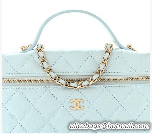 Buy Discount Chanel Caviar Quilted Top Handle Slim Vanity With Chain AS9688 Light Blue/Gold 2026