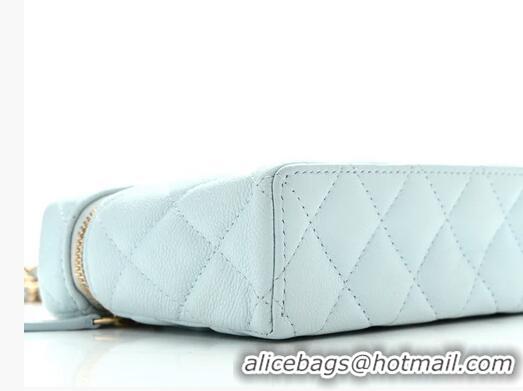 Buy Discount Chanel Caviar Quilted Top Handle Slim Vanity With Chain AS9688 Light Blue/Gold 2026