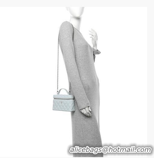 Buy Discount Chanel Caviar Quilted Top Handle Slim Vanity With Chain AS9688 Light Blue/Gold 2026
