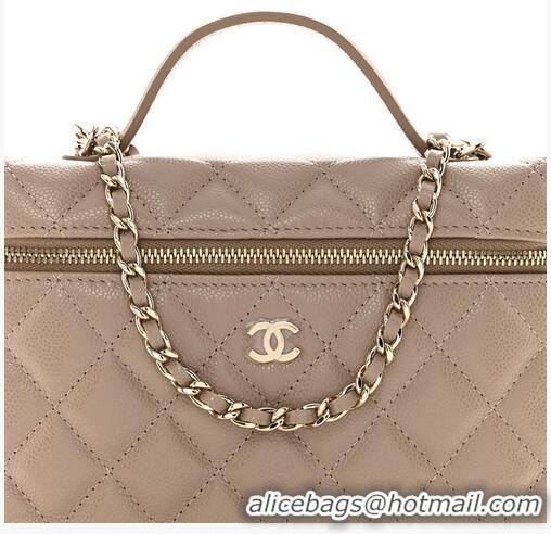 Super Quality Chanel Caviar Quilted Top Handle Slim Vanity With Chain AS9688 Dark Beige 2026