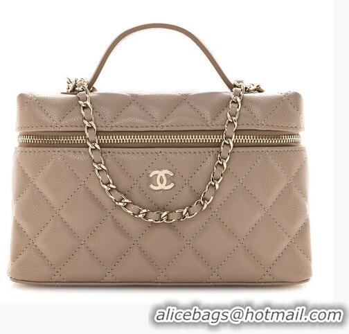 Super Quality Chanel Caviar Quilted Top Handle Slim Vanity With Chain AS9688 Dark Beige 2026