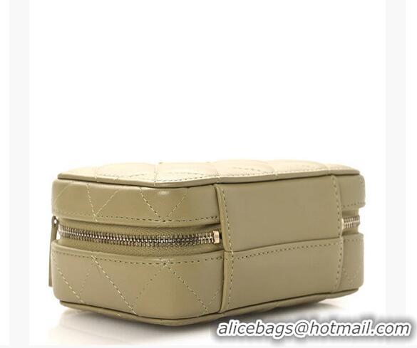 Shop Grade Chanel Lambskin Quilted Chain Top Handle Mini Vanity Case AS7239 Light Green