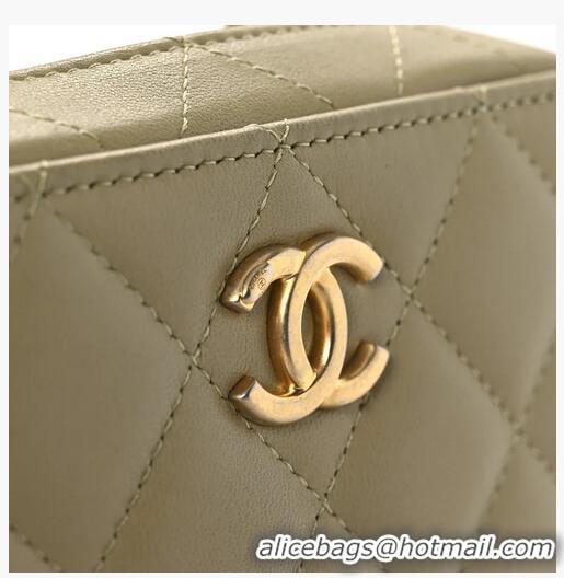 Shop Grade Chanel Lambskin Quilted Chain Top Handle Mini Vanity Case AS7239 Light Green