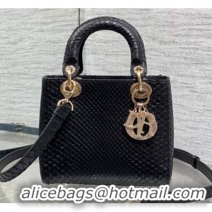 Grade Dior Small Lady Dior Bag in Snakeskin Leather DR012606 Black 2026