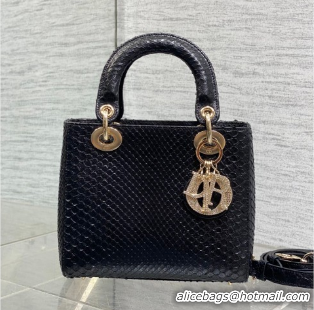 Grade Dior Small Lady Dior Bag in Snakeskin Leather DR012606 Black 2026
