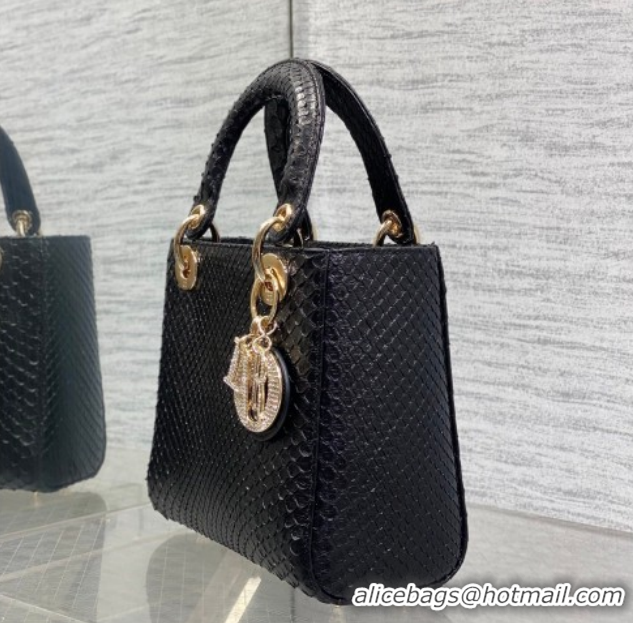 Grade Dior Small Lady Dior Bag in Snakeskin Leather DR012606 Black 2026