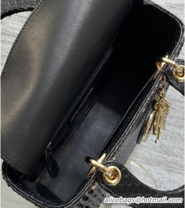 Grade Dior Small Lady Dior Bag in Snakeskin Leather DR012606 Black 2026