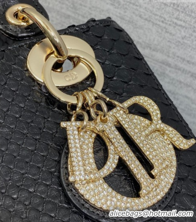 Grade Dior Small Lady Dior Bag in Snakeskin Leather DR012606 Black 2026