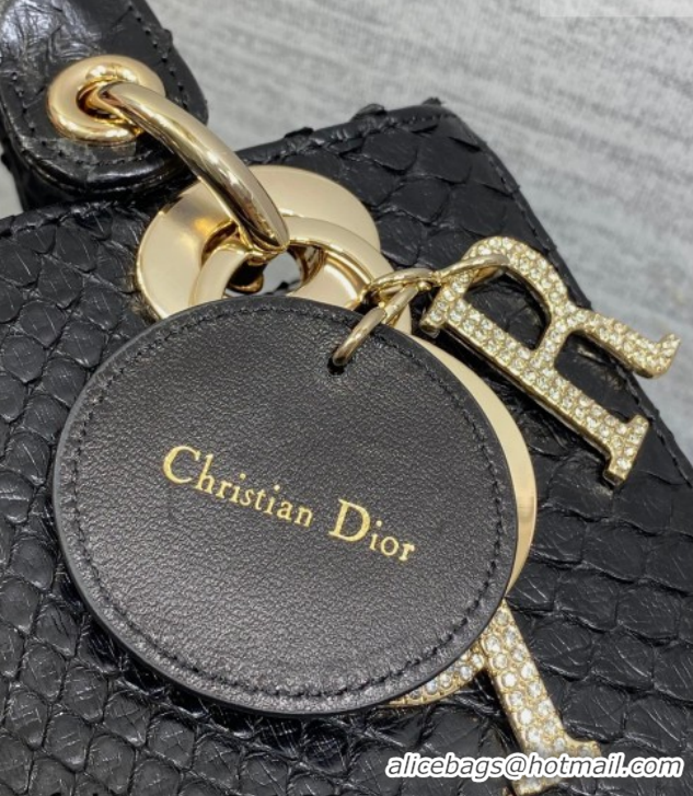 Grade Dior Small Lady Dior Bag in Snakeskin Leather DR012606 Black 2026