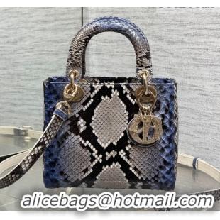 Hot Style Dior Small Lady Dior Bag in Snakeskin Leather DR012606 Grey/Blue 2026