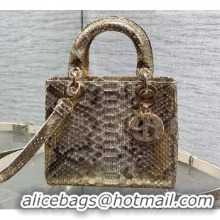 Sumptuous Dior Small Lady Dior Bag in Snakeskin Leather DR012606 Gold-Tone 2026